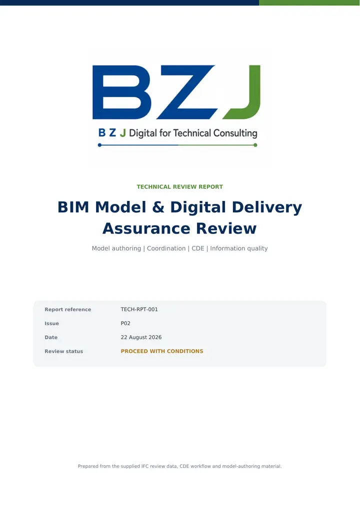 Preview of a BIM model and digital delivery technical review report